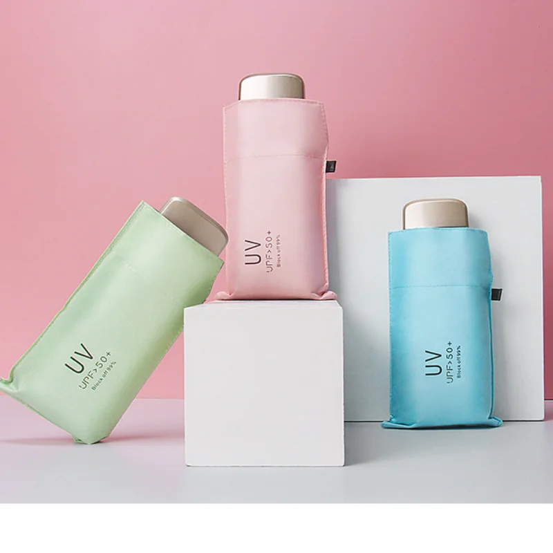 Миниатюрный карманный зонтик от солнца защита ультрафиолета женский