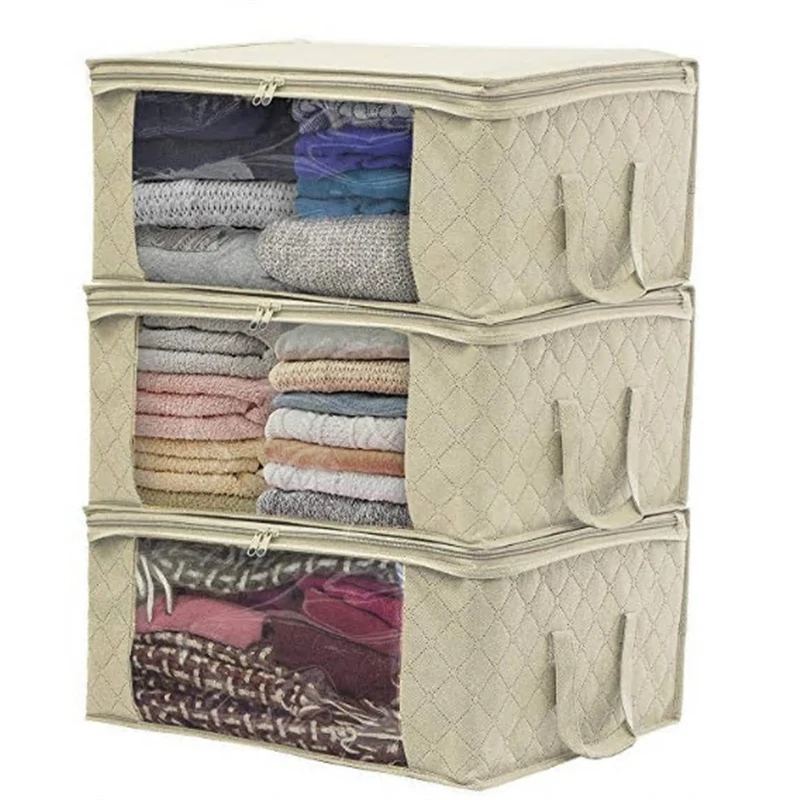 

Folding Quilt Storage Bag Blanket Closet Sweater Clothes Organizer Box Non Woven Fabric Wardrobe Sorting Pouches Travel Dropship