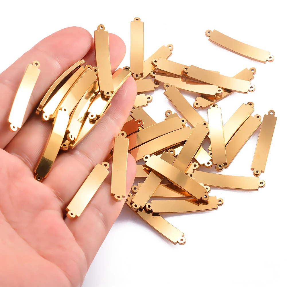 Пустые штампованные браслеты из нержавеющей стали прямоугольные метки 20 шт.