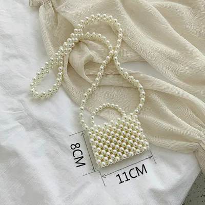 Женские жемчужные сумочки ручной работы, дизайнерские сумки на плечо, украшенные бисером, Очаровательная белая жемчужная сумка через плечо, роскошный вечерний клатч, Сумочка для женщин - Цвет: 1 mini