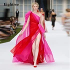 Красное розовое вечернее платье на одно плечо, платье для выпускного вечера, платье без рукавов с разрезами, платья для торжества, платья для выпускного вечера