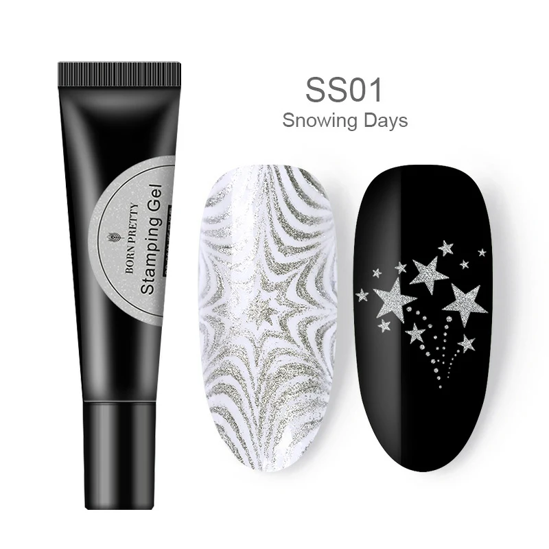 BP-SS01 Цветной Гель-лак BORN PRETTY для стемпинга ногтей, черный, белый цвет, 8 мл, отмачиваемый Гель-лак для ногтей, лак для стемпинга - Цвет: BP-SS01