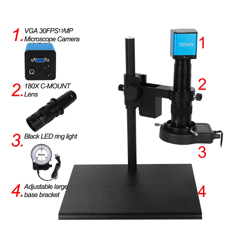HDMI VGA микроскоп цифровая камера 13MP HD USB TF большая стойка для верстака монокуляр