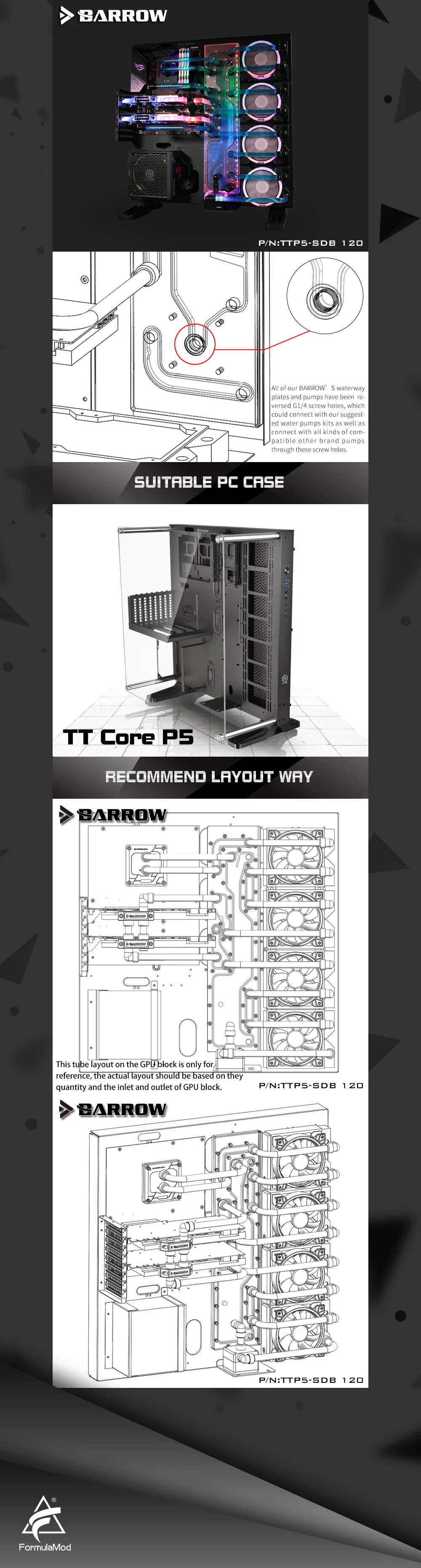 Курган TTP5-SDB-120, водные доски для TT Core P5 чехол, для Intel cpu водоблок и один/двойной GPU корпус
