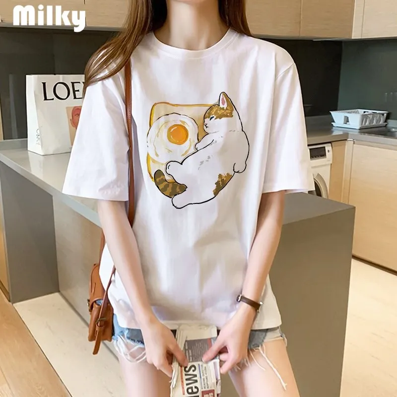 

Cat Graphic T shirt Women Funny Aesthetic T Shirt Women Clothes Summer Tops Vintage Tshirt Streetwear shirts for women