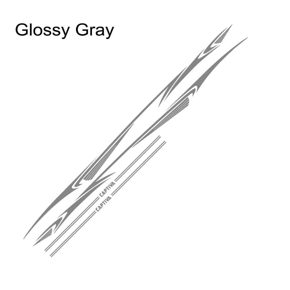 Glossy Gray 2 шт. для Chevrolet Captiva Автомобильная длинная Боковая дверь стикер DIY виниловая пленка авто Спорт Стайлинг наклейки автомобильные принадлежности для тюнинга - Название цвета: Glossy Gray
