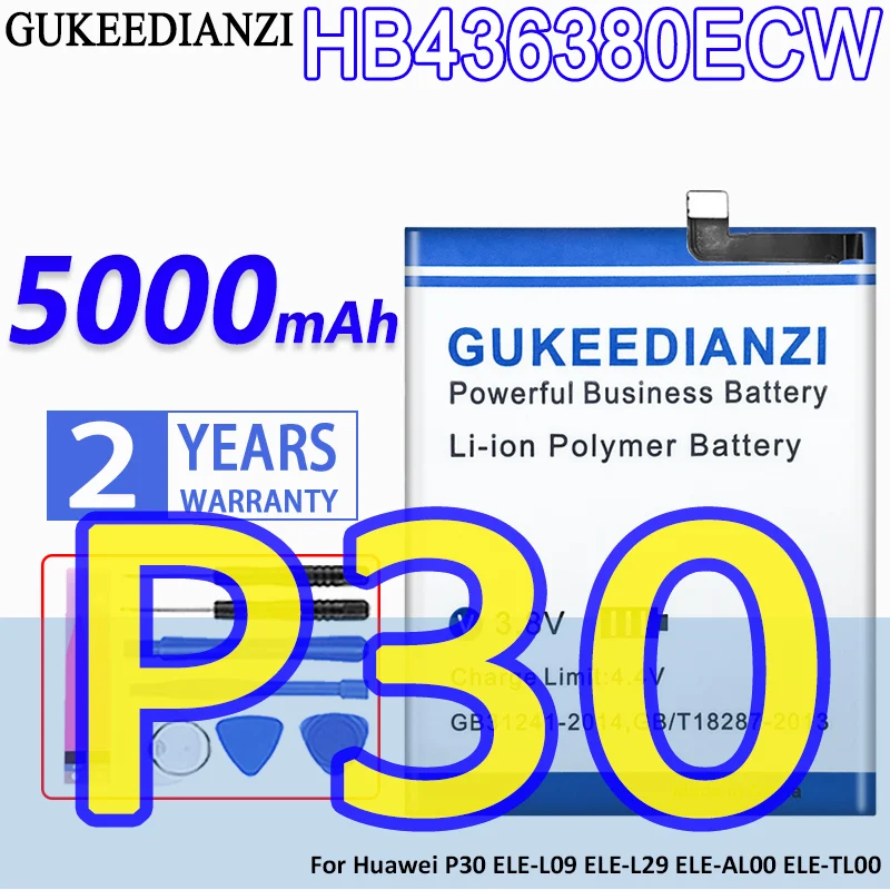 

High Capacity GUKEEDIANZI Battery HB436380ECW 5000mAh For Huawei P30 HuaweiP30 ELE-L09 ELE-L29 ELE-AL00 ELE-TL00