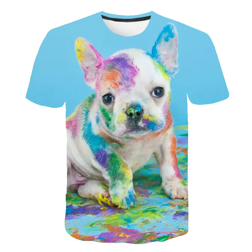 2021 Summer Kid Casual Sweet Cute T-shirt 3D Print Animal Dog Pig Children Short Sleeve O-Neck Boys Tee Tops Shirts Teenage Girl