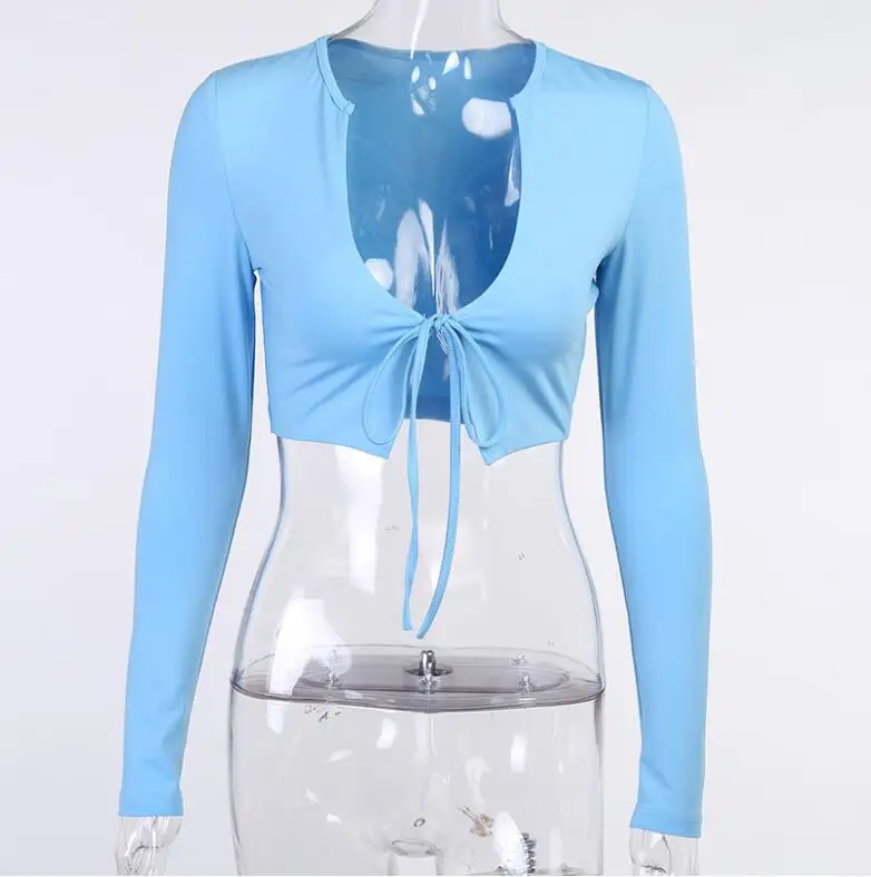 

Autumn new fashion sexy deep V-neck tie long sleeve top + pleated bag hip skirt two set women