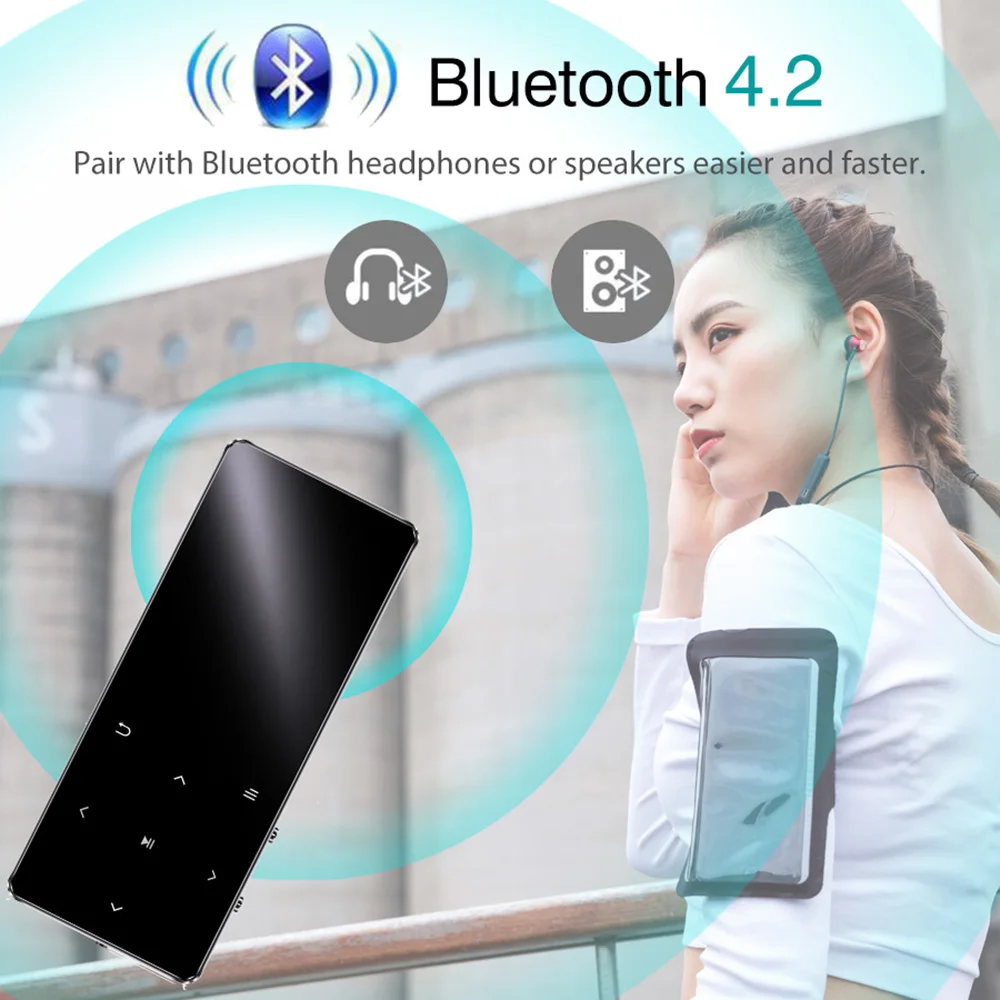 Mp3 плеер с Bluetooth Hi Fi мини музыкальный без потерь fm радио динамиком наушниками