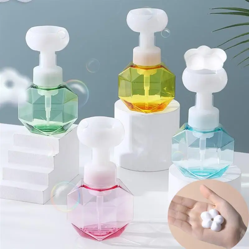 

300ml Liquid Soap Dispenser Flower Shape Foam Foaming Pump Lotions Refillable Bottle Liquid Distributor Shower Foam Pump Bottle