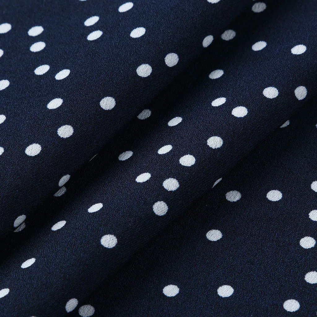 Шифоновая Блузка в горошек размера плюс без рукавов с круглым воротником рюшами