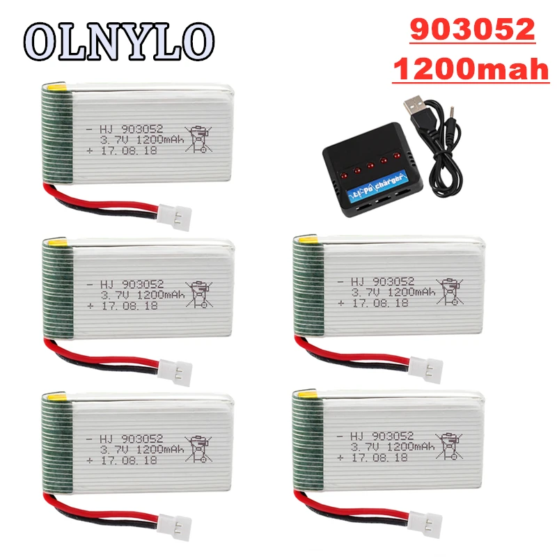 Lipo батарея 903052 3 7 V 1200mah и зарядное устройство для HQ859B HQ898B H11D H11C T64 T04 T05 F28 F29 T56 T57 Drone