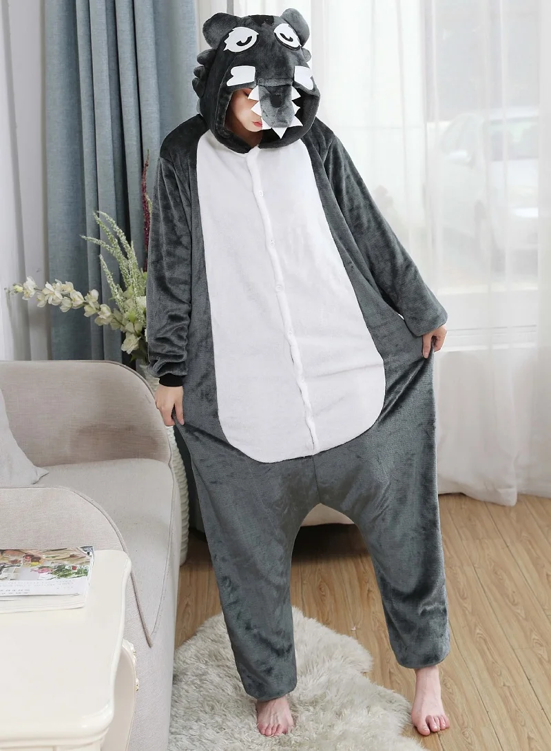 Пижама кигуруми с длинными рукавами и капюшоном фланелевая теплая для мужчин
