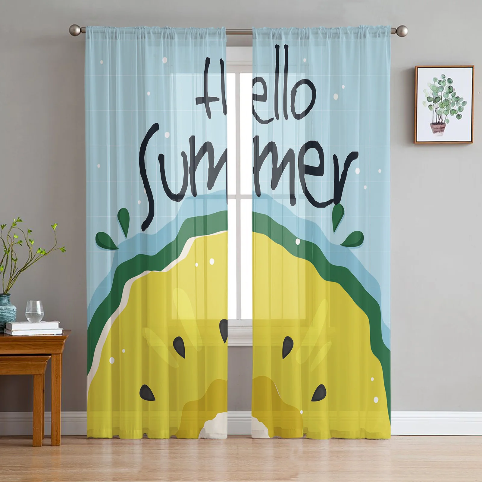 

Summer Fruit Pineapple Tulle Curtains Living Room Curtains Children's Bedroom Brightly Lit Curtains Sheer Drapes