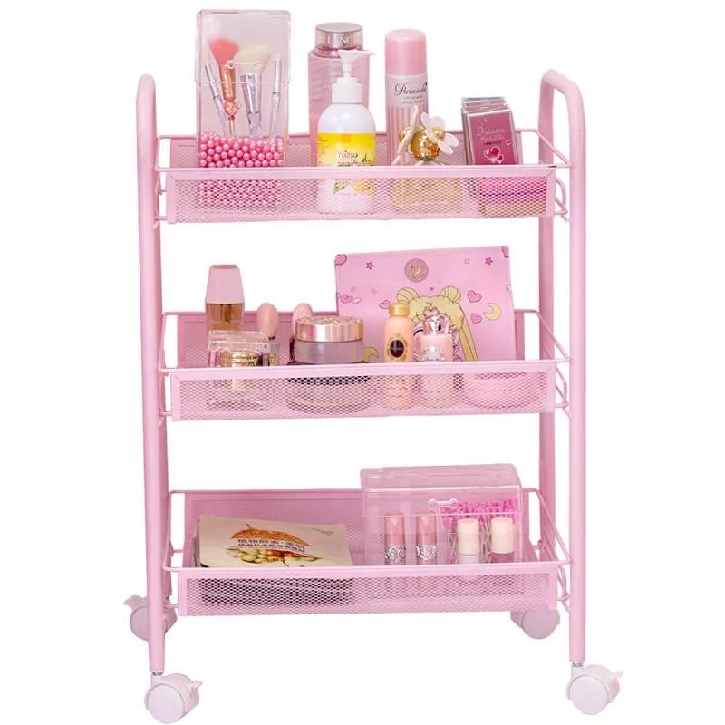 

On-the-ground Shelf With Wheels Mobile Reception Trolley Dormitory Essential Artifact Net Red Female College
