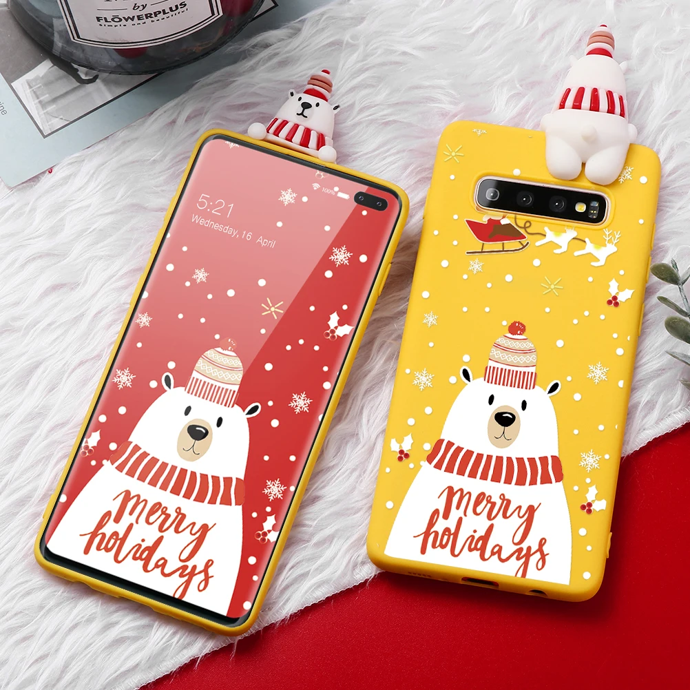 3D медведь покрытие в стиле Санта-Клауса для samsung Galaxy A50 A70 A60 A50S A40 A30 A20 A20e A10e A10 Примечание 10 Plus Pro 9 8 чехол Happy год
