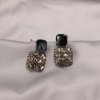 s747 fashion jewelry retro palace square rhinstone earrings simple dangle stud earrings