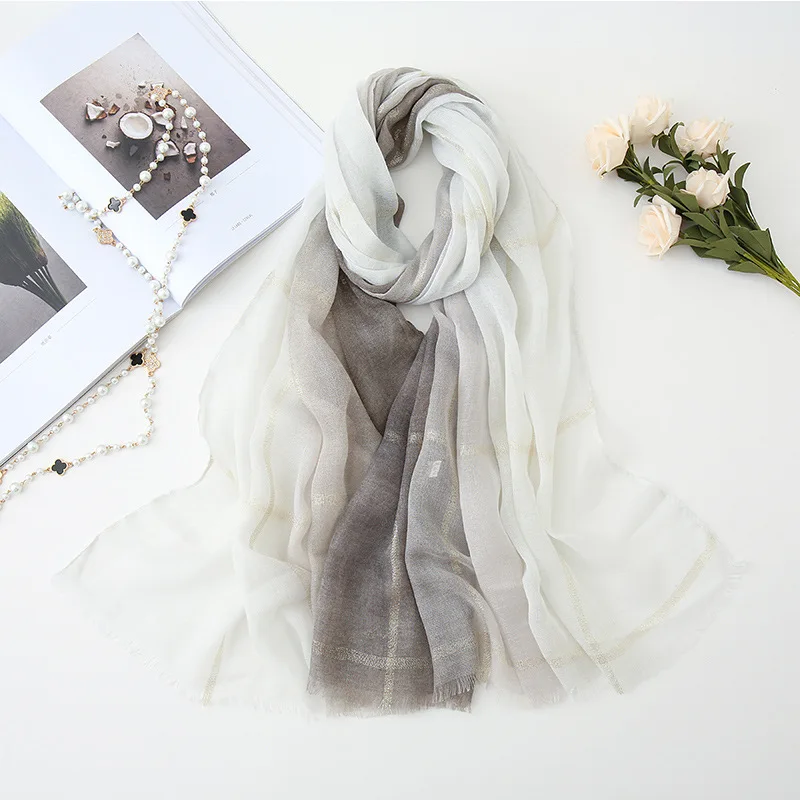 Новый дизайн Омбре блестящая полосатая шаль из вискозы шарф Высокое качество