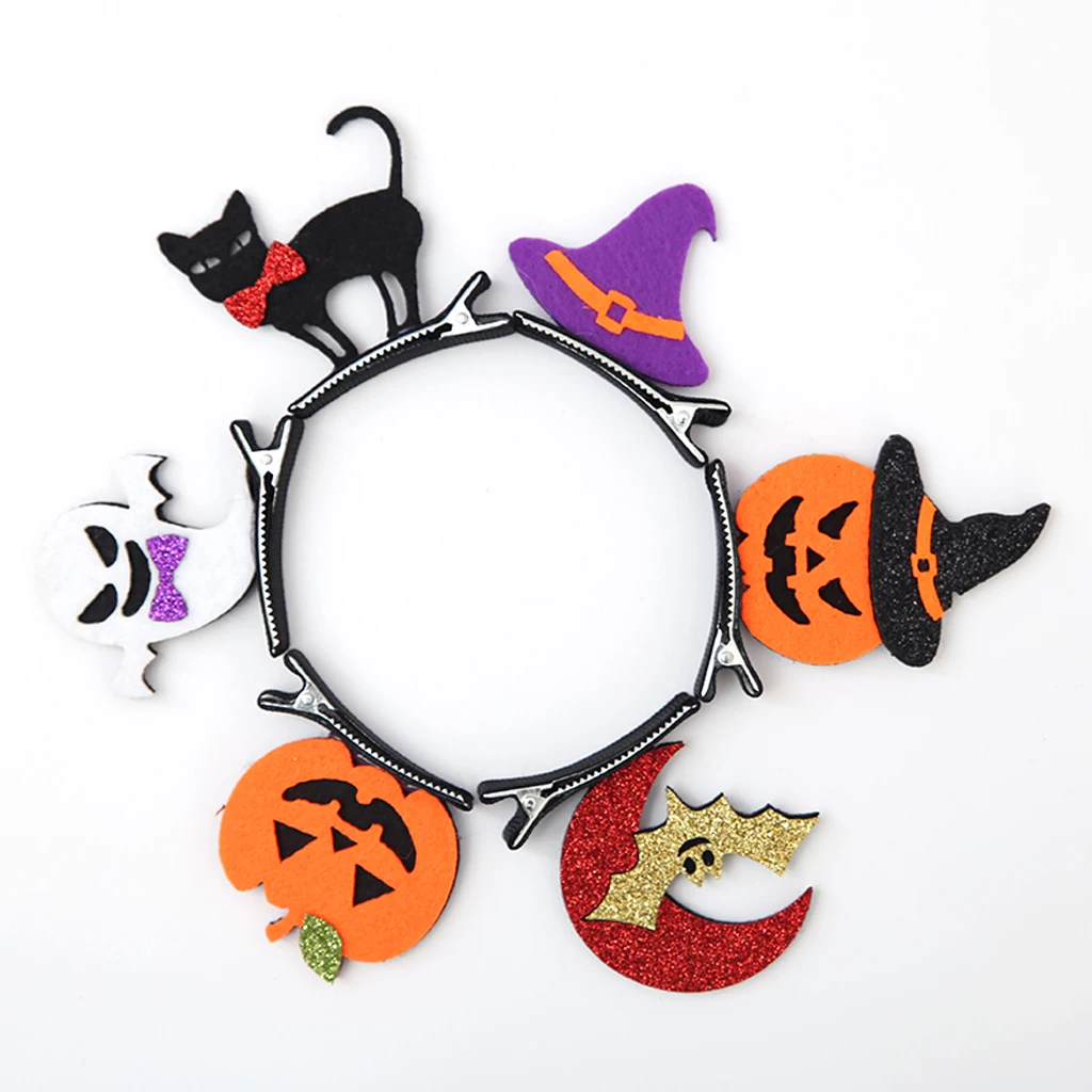 

6 Pieces Novelty Women Halloween Hairpin Costume Carnival Birthday Party Gift Hair Clip Barrettes Hair Accessories