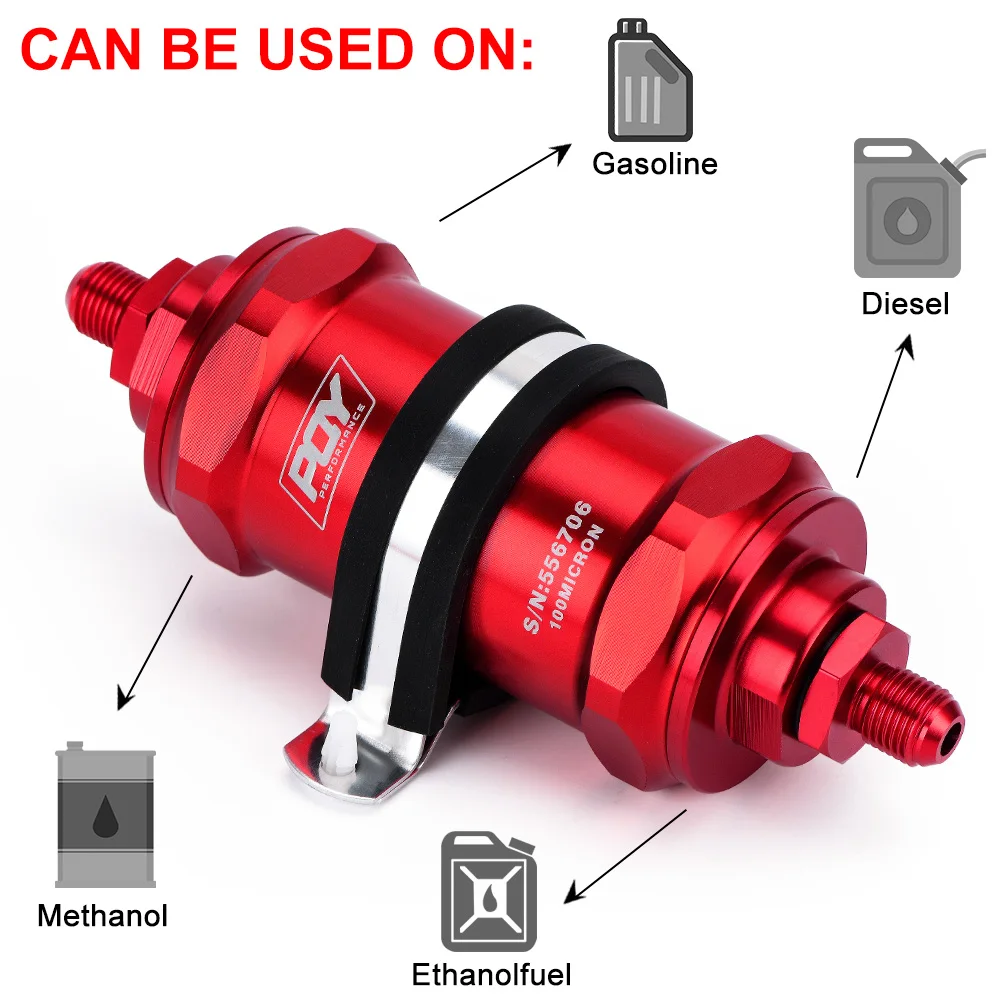Фото Hypertune - AN6 / AN8 / AN10 Inline PQY топливный фильтр E85 этанол с 100 микрон элемент из нержавеющей стали и стикер PQY №5