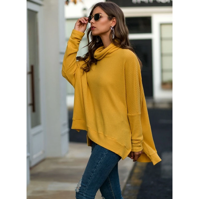 

Turtleneck Women Sweater Long Sleeve Oversize Jumper Knitted Loose Fashion Pullover Clothing