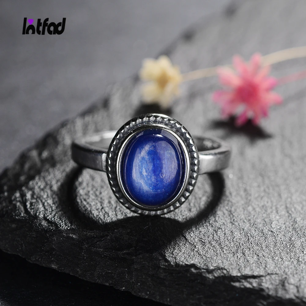 

Classic Oval 8x10 MM Natural Kyanite Rings for Women 925 Sterling Silver Vintage Fine Jewelry Ring Wholesale