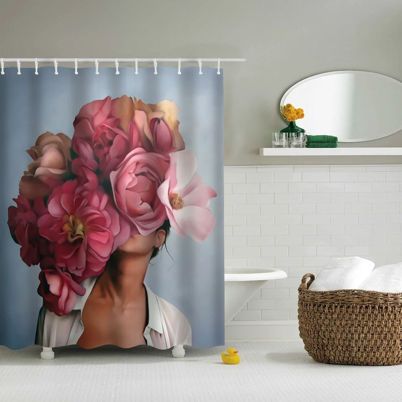 

Personality Print Nordic Style Shower Curtain Set Hook Natural Landscape Home Decoration Bathroom Curtains Shower Curtain