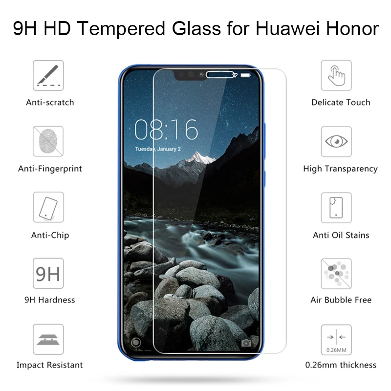 Прозрачное защитное стекло 9H HD для Huawei Honor 7C 7A закаленное Защита экрана 8A 6A Pro 5A