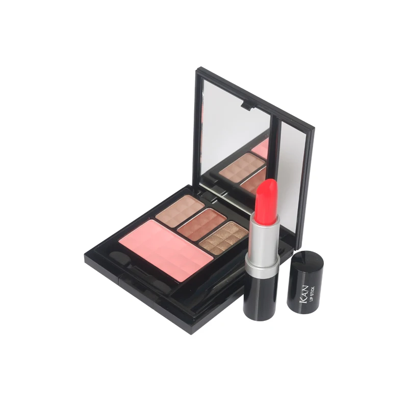 Набор теней для век горячая Распродажа 3 цвета румяна помада комбинация