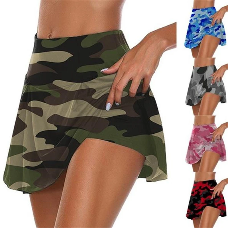 

Camo Printed Women Skirt Shorts Fitness Jogger Sweat Shorts Summer High Waist Skorts Pantalones Cortos Cycling Short Trousers