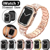 diamond case for apple watch 7 case 45mm 41mm 44mm 40mm 42mm 38mm pc protector bumper cover iwatch series 7 6 5 4 3 accessories