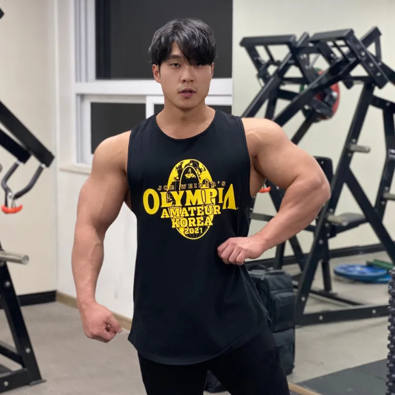 

2021 gyms clothing cotton singlets Men's Undershirt bodybuilding tank top men fitness shirt muscle guys sleeveless vest Tanktop