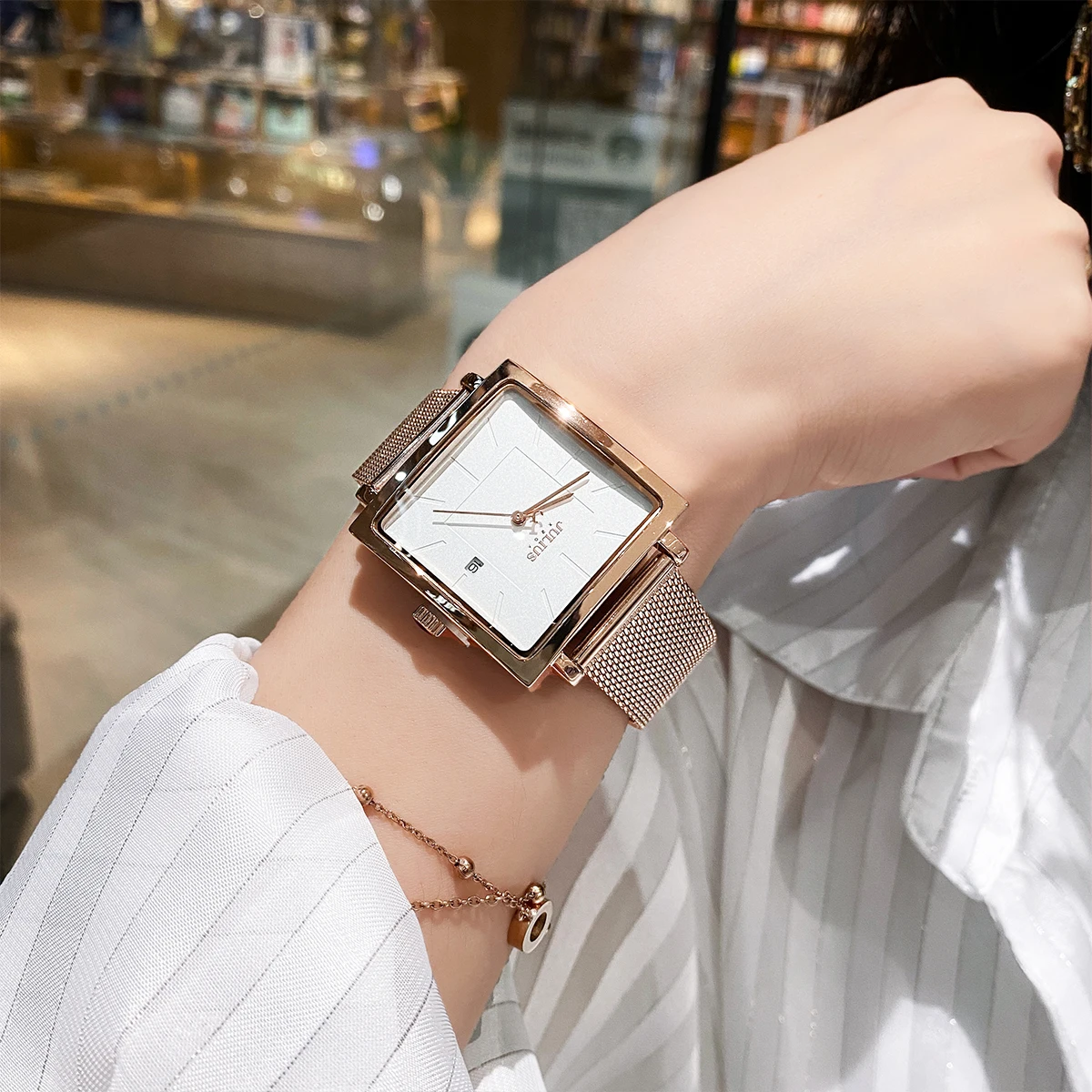 

Fashion Women Stainless Steel Band Watch Ladies Quartz Clock Young Female Bracelet Calendar Wristwatch Luxury Girl Gift Top Hour