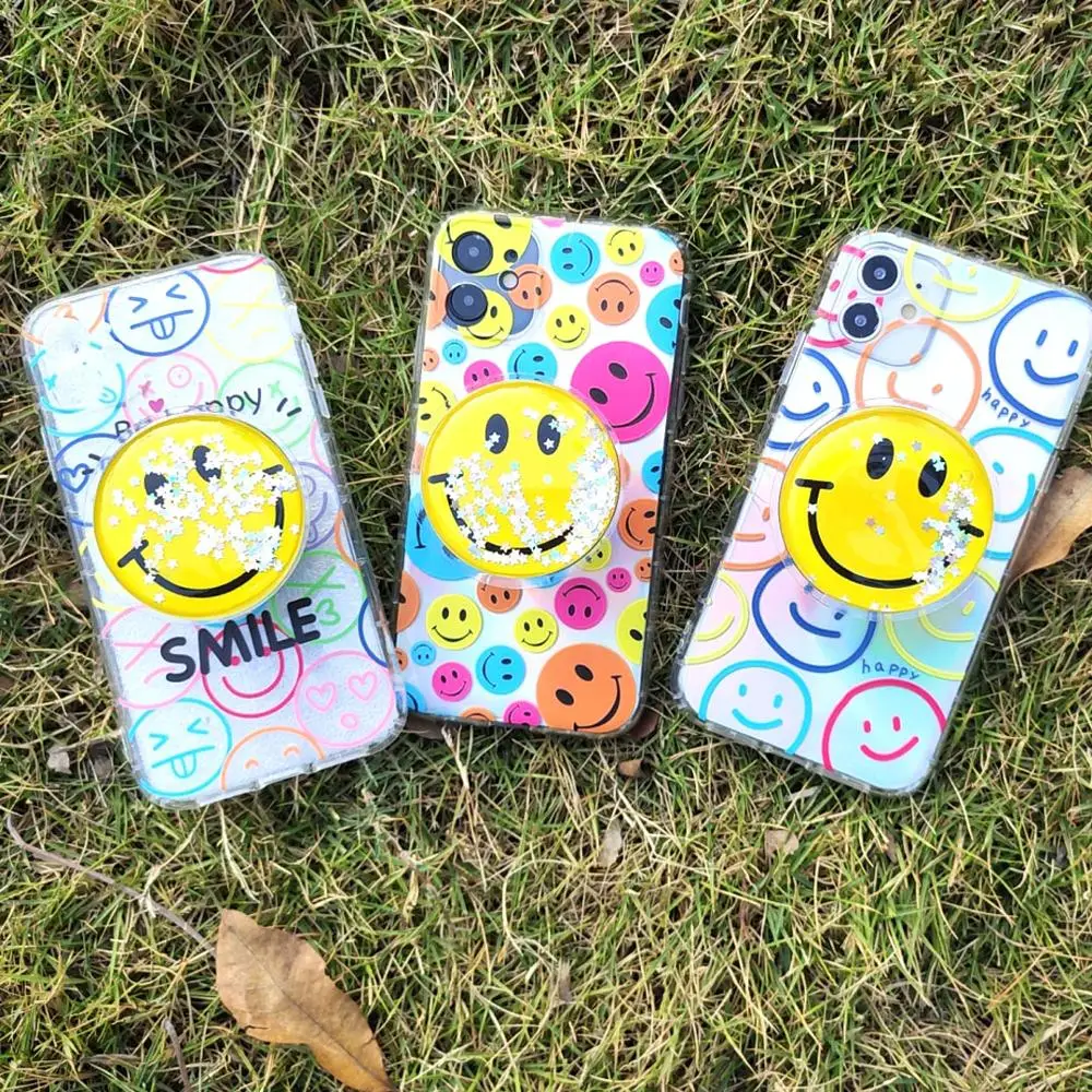 

Unique Colorful Smiley Face Phone Case for Iphone 12 11 Pro Max Case 3D Stand HolderFor Apple Iphone 7 8 Plus XR XS MAX Cover
