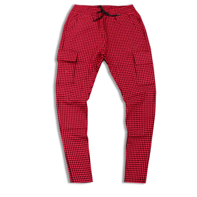 

Men fashion trousers woven plaid check cropped soft trousers pants OEM pants factory
