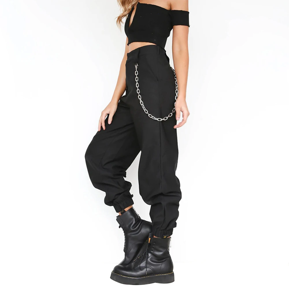 

2020 New Streetwear Cargo Pants Women Casual Joggers Black High Waist Loose Female Trousers Ladies Pants Korean Casual Style