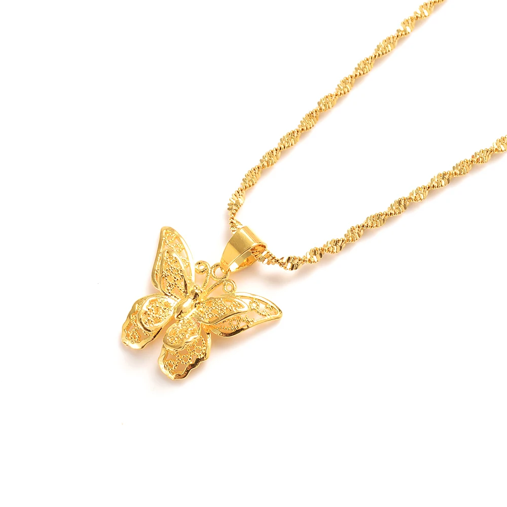 fashion Charms Butterfly Pendant Chain Necklaces Women Girl Gold Color Butterflies Jewelry Trendy PNG wedding party Gifts