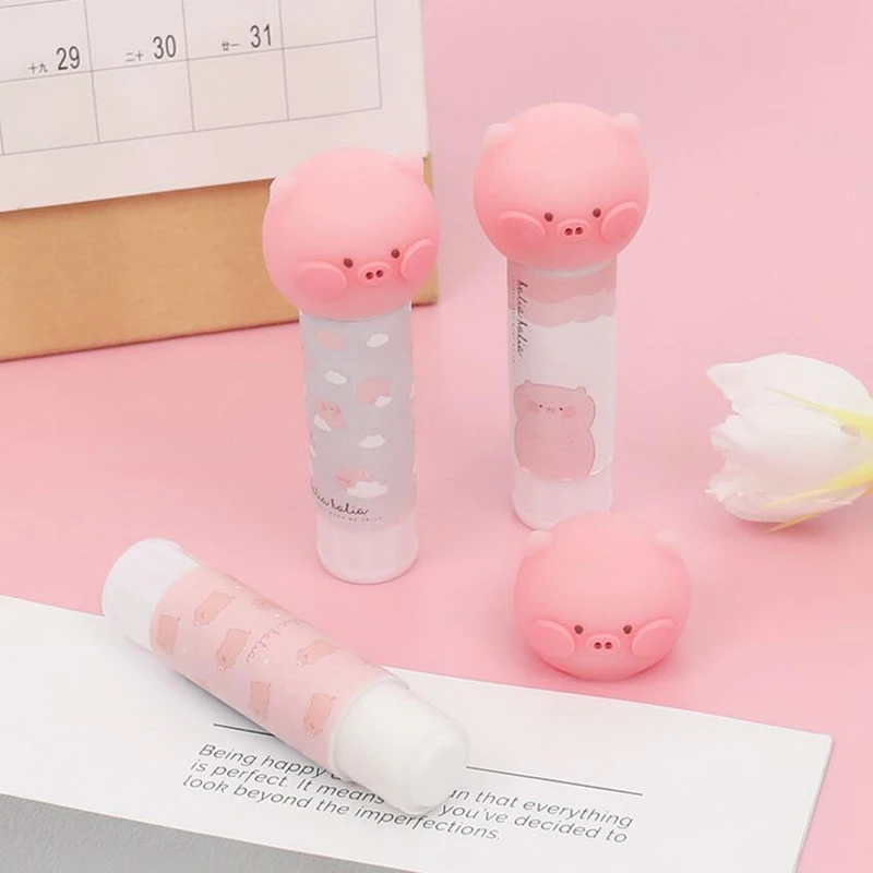 Модный дизайн милая мультяшная свинка однотонная клейкая палочка школьная