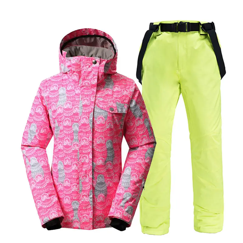 picture jacket pant Женский зимний костюм, комплекты, уличная спортивная одежда для сноубординга, 10 K, ветрозащитная Водонепроницаемая зимняя одежда, лыжные куртки+ зимние штаны на подтяжках - Цвет: picture jacket pant
