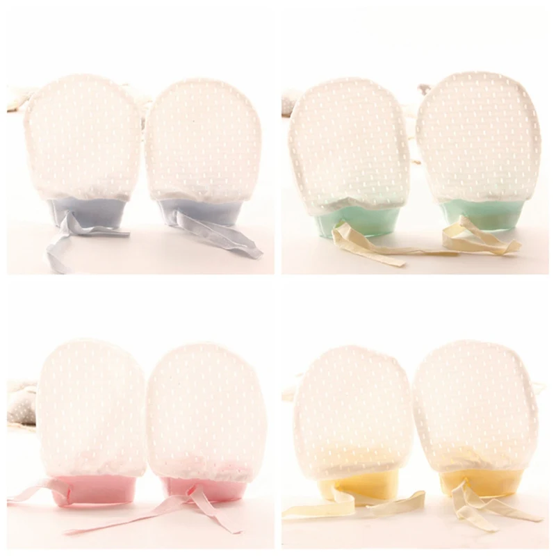 Перчатки для новорожденных с защитой от царапин летние дышащие сетчатые детские