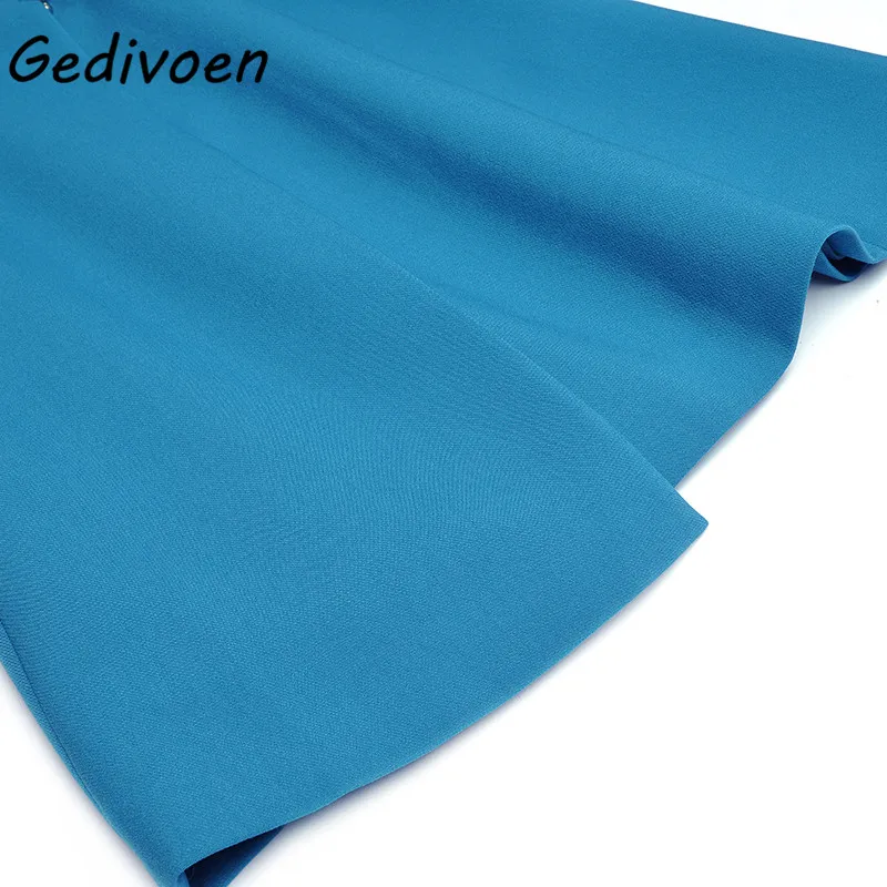 

Dedivoen New 2021 Women Summer Fashion Designer Turn-down Collar Knee-Length Solid Dress