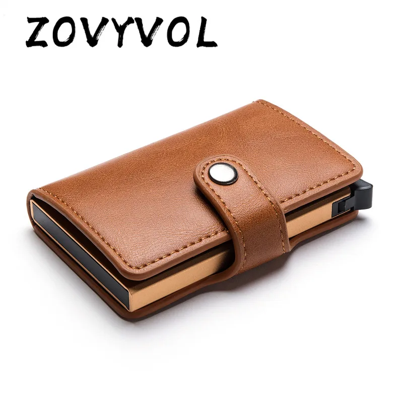 Anti Rfid Wallet Men Card Holder Case Leather Metal Wallet Case Male Coin Purse Women Mini Credit Card Holder Customized Wallet
