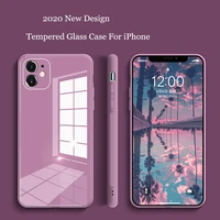 square tempered glass phone case for iphone 11 12 pro max anti knock baby skin fram case for iphone xs max x xr 7 8 plus cover