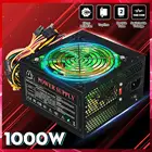 Черный Блок питания 1000 Вт 220 В PSU PFC 12 см светодиодный бесшумный вентилятор ATX 24 контакта 12 в ПК компьютер SATA игровой блок питания для Intel AMD настольного компьютера