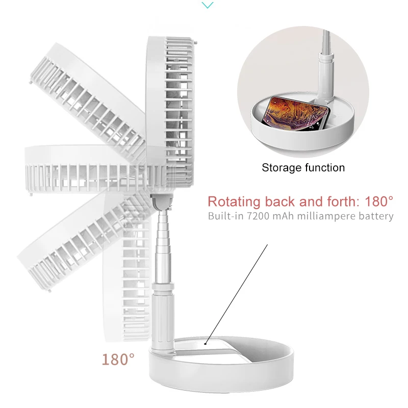 

Portable USB Fans Telescopic Foldable Mini Fan Electric LED Fan Air Conditioner Cooler USB Rechargeable Small Desk Table Fans