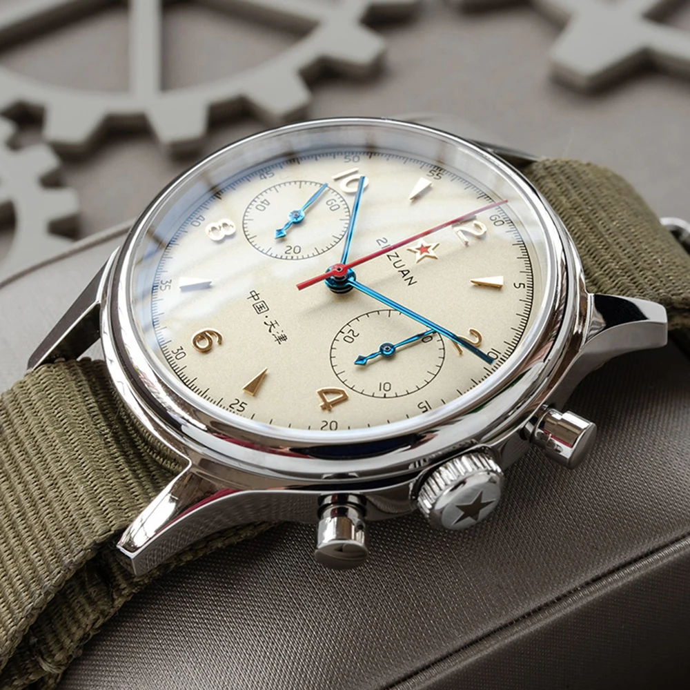 

Роскошные 1963 механические Военные Пилот хронограф Мужские часы Мужские наручные часы Чайка ST1901 Move Мужские t часы сапфировые акриловые