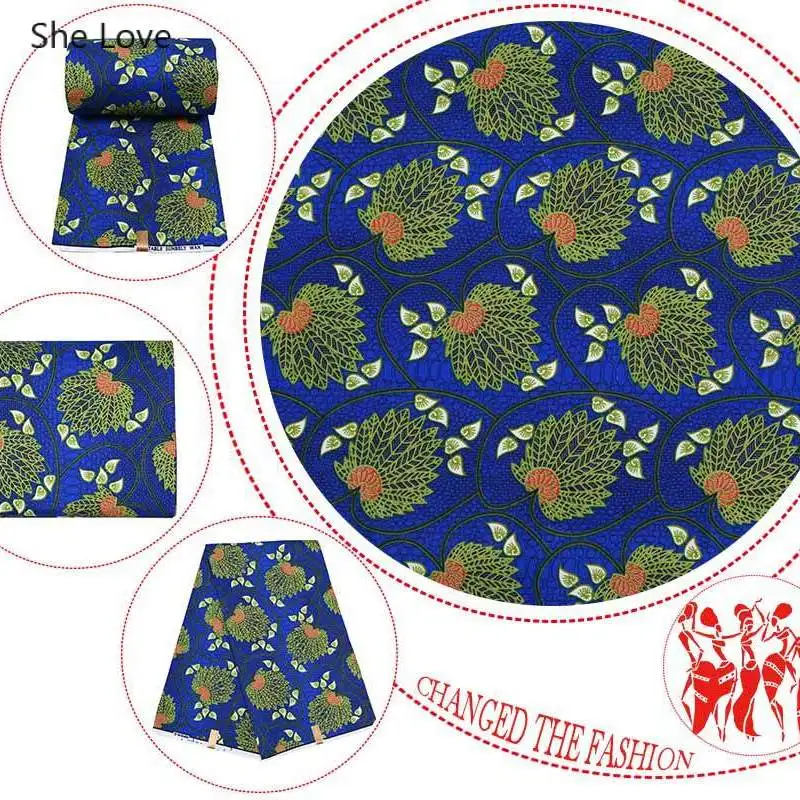 Тканевая ткань Chzimade из натурального воска с цветочным принтом 1 ярд африканская