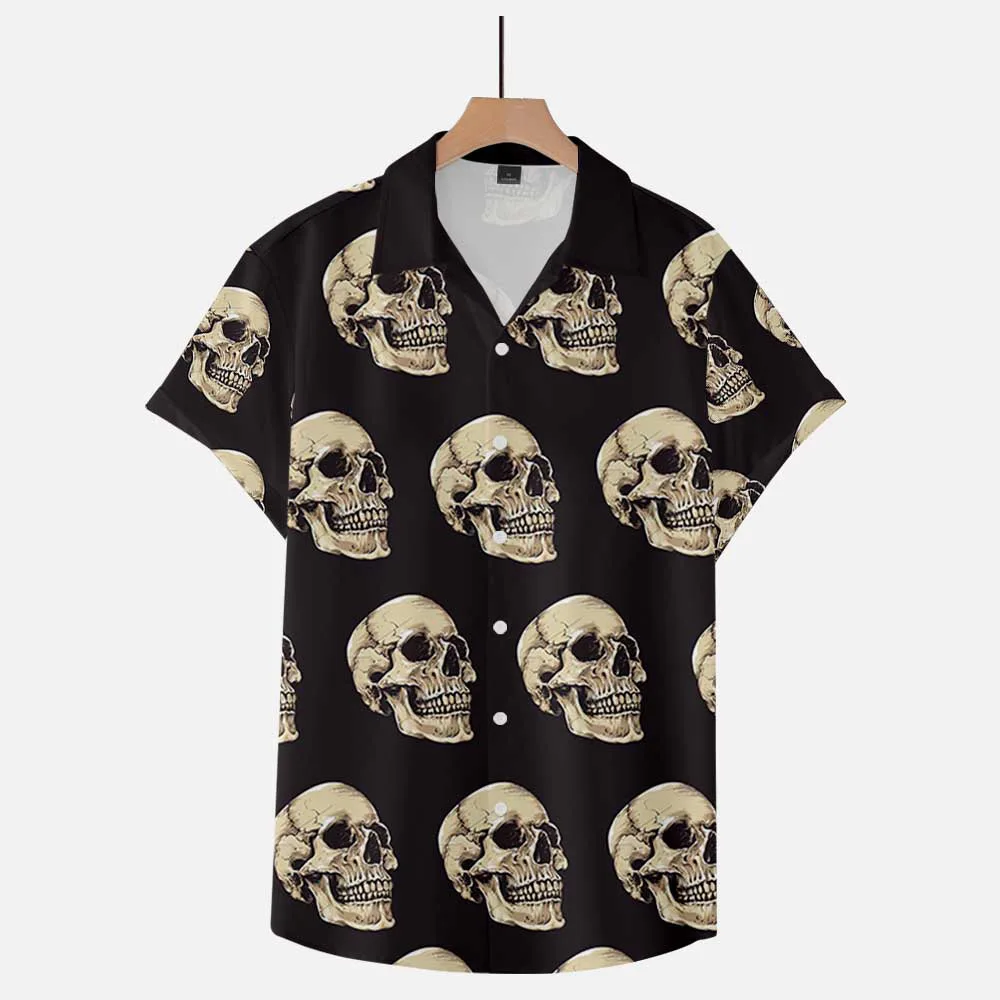 2021 Summer Short-sleeved Shirt Skull Plus Size Summer Casual Elements Men's Clothin