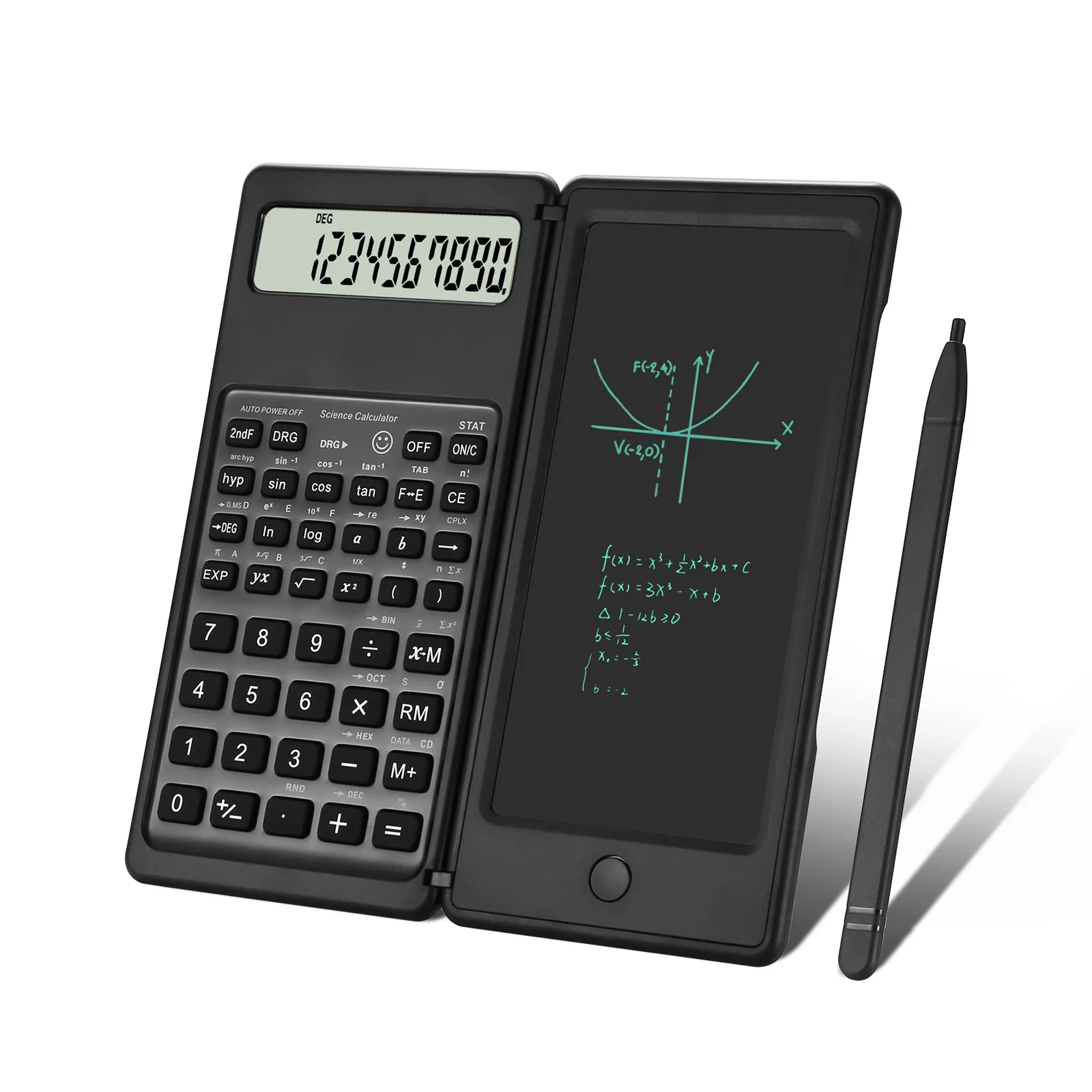 

Folding Function Calculator with 6-inch LCD Writing-pad Office Learning 12 Digit Display